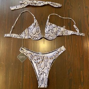 Zaful Snakeskin High Cut Bikini Set NWT - Small